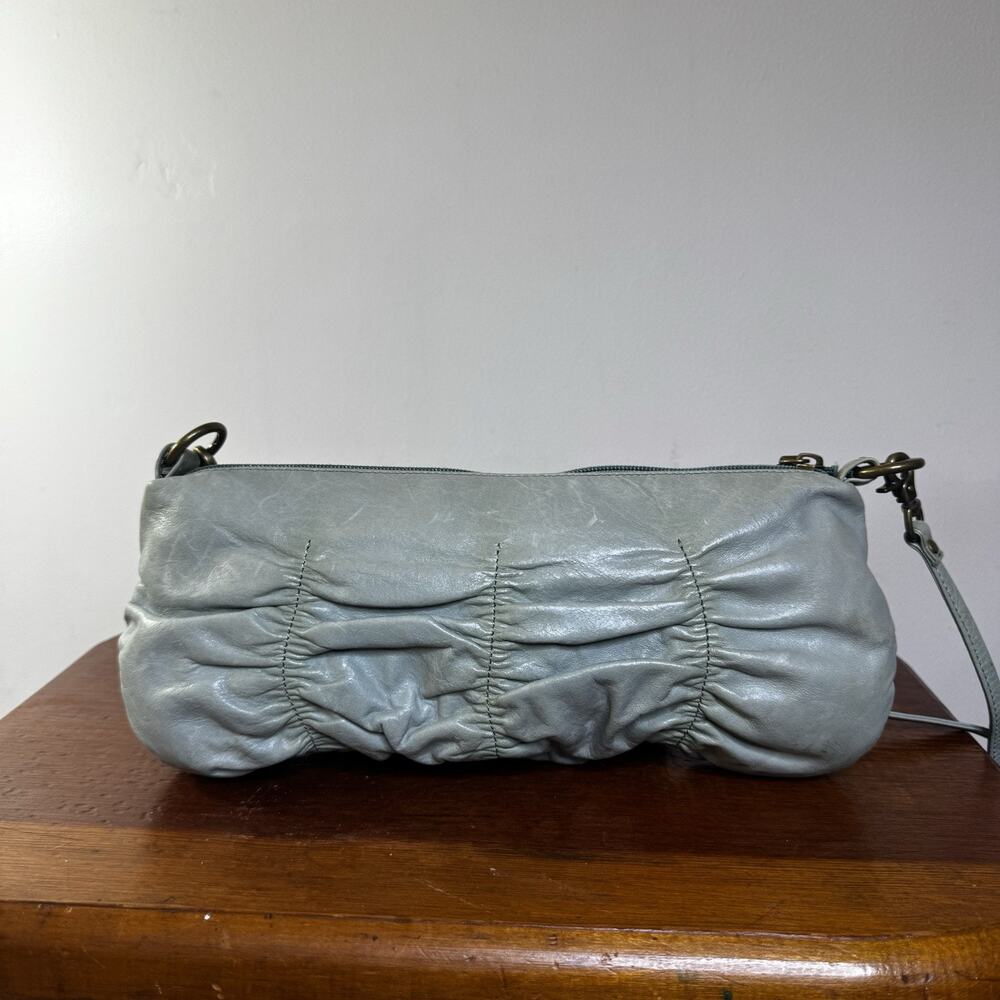 HOBO International Mint Ruched Leather Crossbody Bag Clutch Fairy Softgirl Y2K